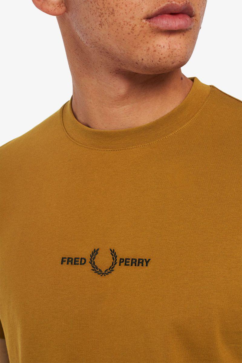 Camel Fred Perry Embroidered Men's T Shirts | PH 1647UZGT